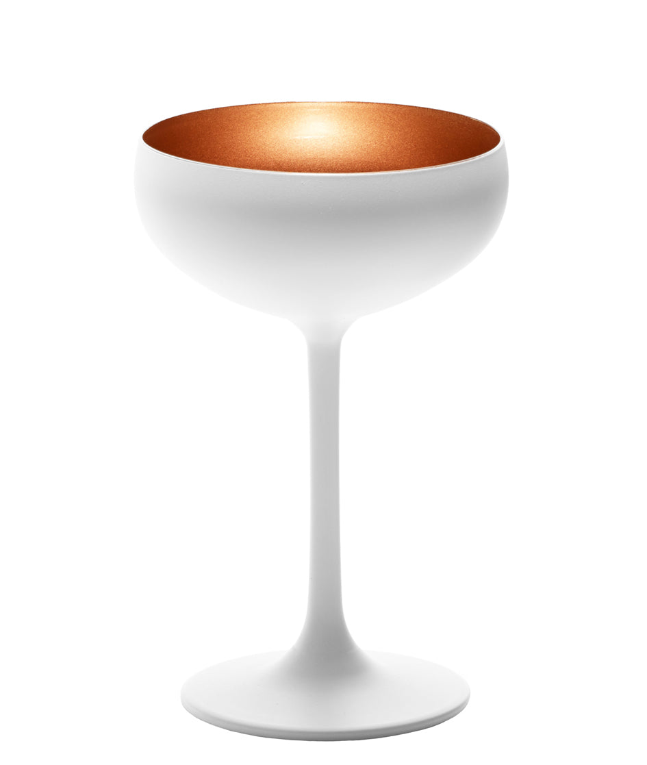 Champagne saucer - set of 2 white/bronze