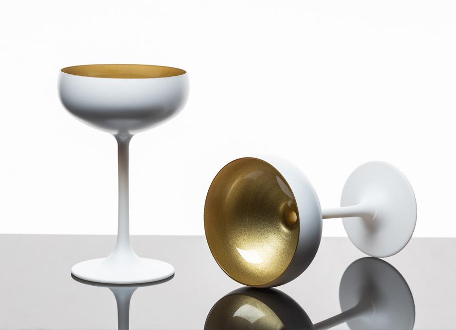 Champagne saucer - set of 2 white/gold